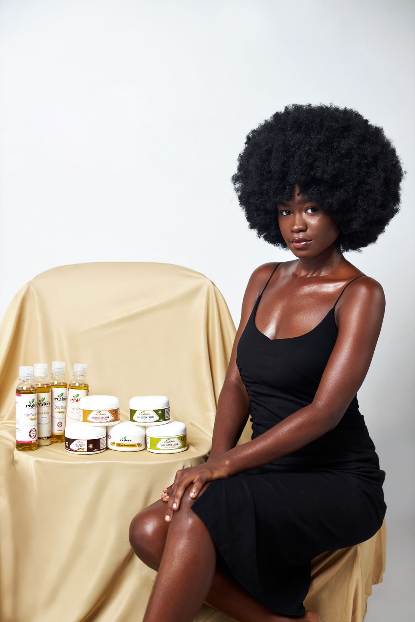 Beauty entrepreneur presenting natural skincare products